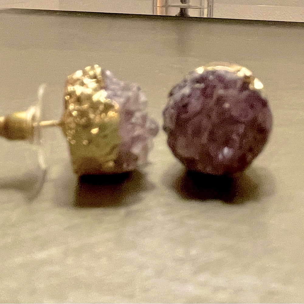 Raw Amethyst Studs
